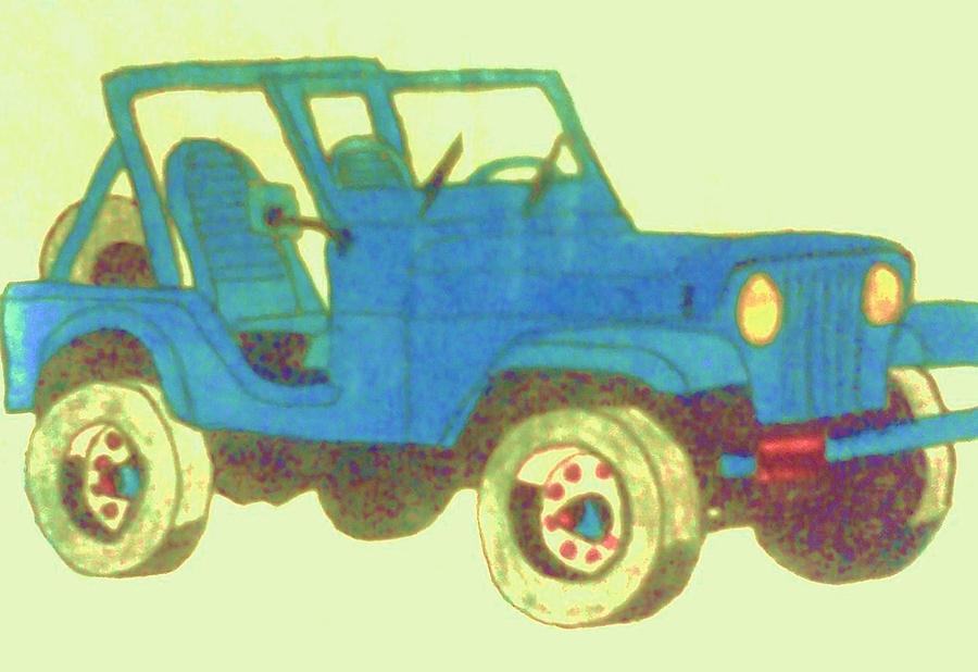 Blue Jeep Drawing by Christy Saunders Church