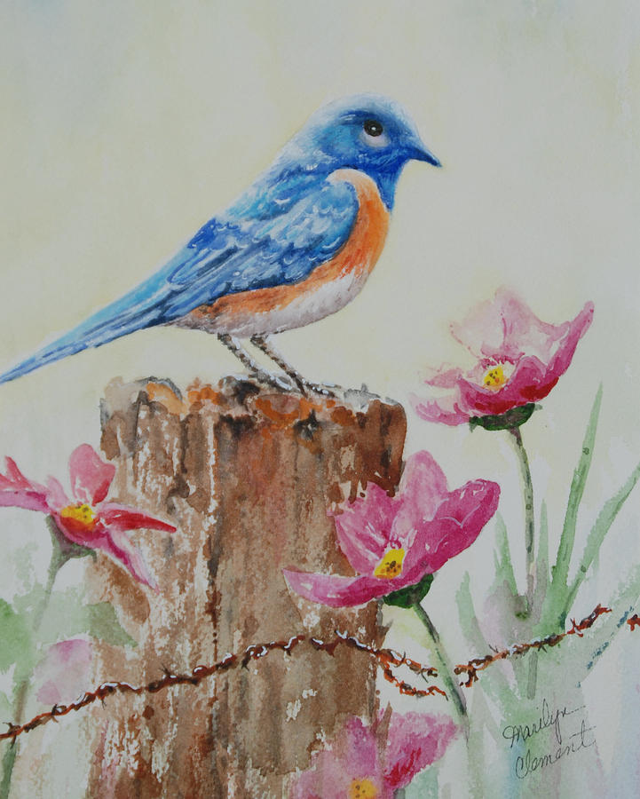 Blue Jewel Painting by Marilyn  Clement