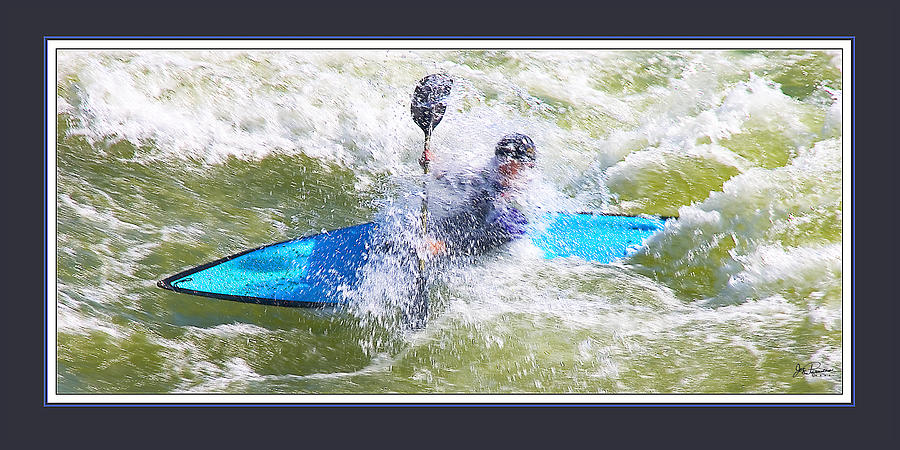 Blue Kayak at Great Falls MD Digital Art by Joe Paradis