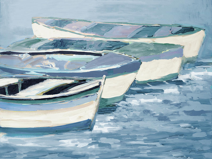 Boat Painting - Blue Keep Rowing by Jane Slivka