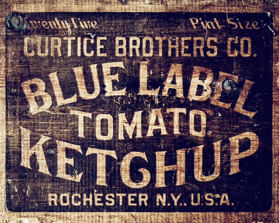 Rustic Photograph - Blue Label Tomato Ketchup by Lisa R