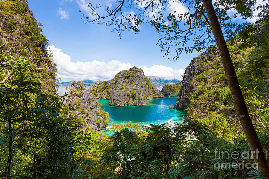 Nature Photograph - Blue Lagoon at Kayangan Lake Coron island Philippines by Fototrav Print
