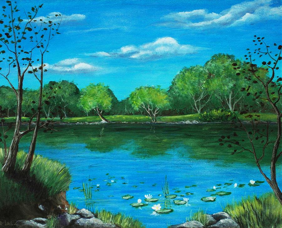 Nature Painting - Blue Lake by Anastasiya Malakhova