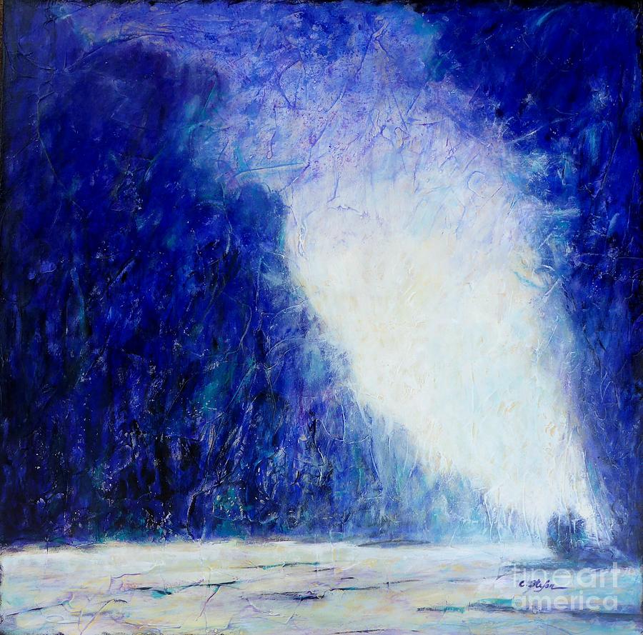 Blue Landscape - Abstract Painting by Cristina Stefan
