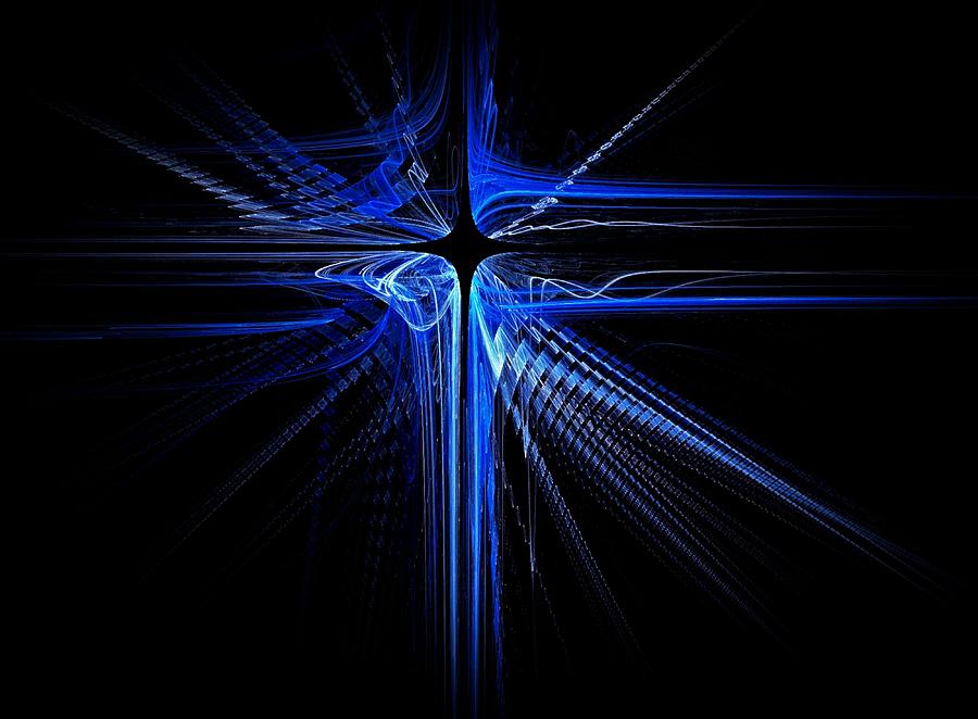 Blue Laser Cross  Digital Art by David Dehner