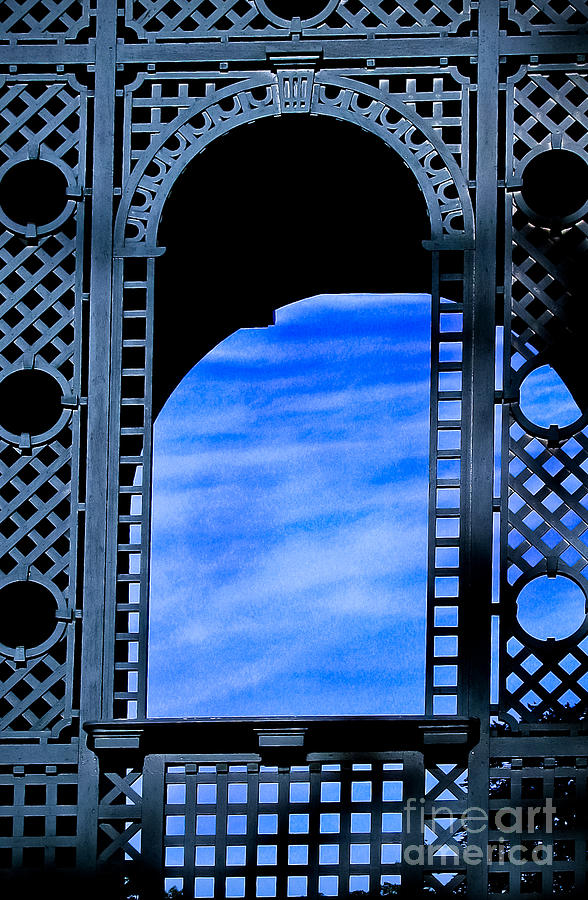 Blue Lattice Work Window Photograph by Colleen Kammerer
