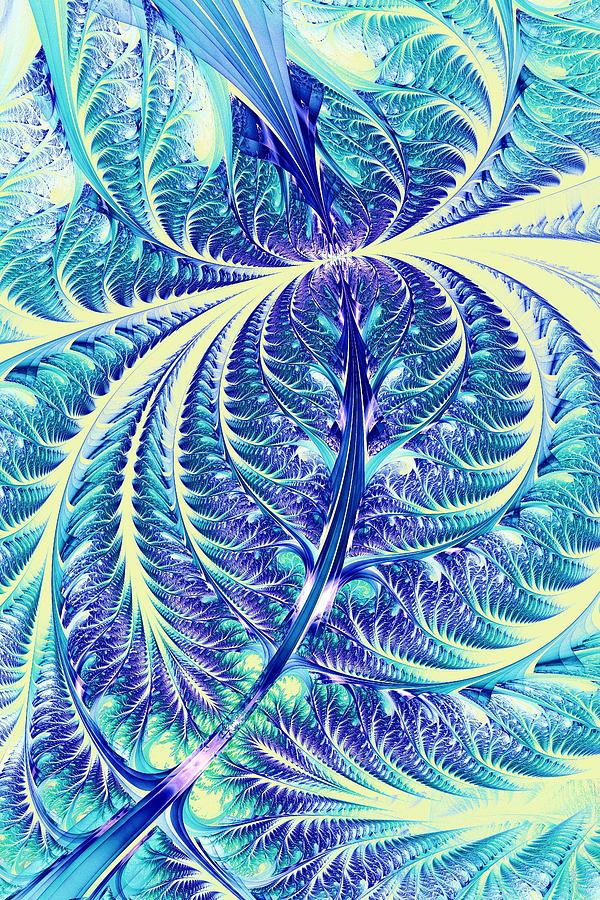 Abstract Digital Art - Blue Leaf by Anastasiya Malakhova