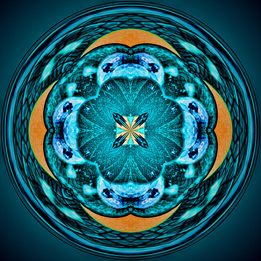 Blue Leaf Mandala Kaleidoscope Photograph by Beth Venner