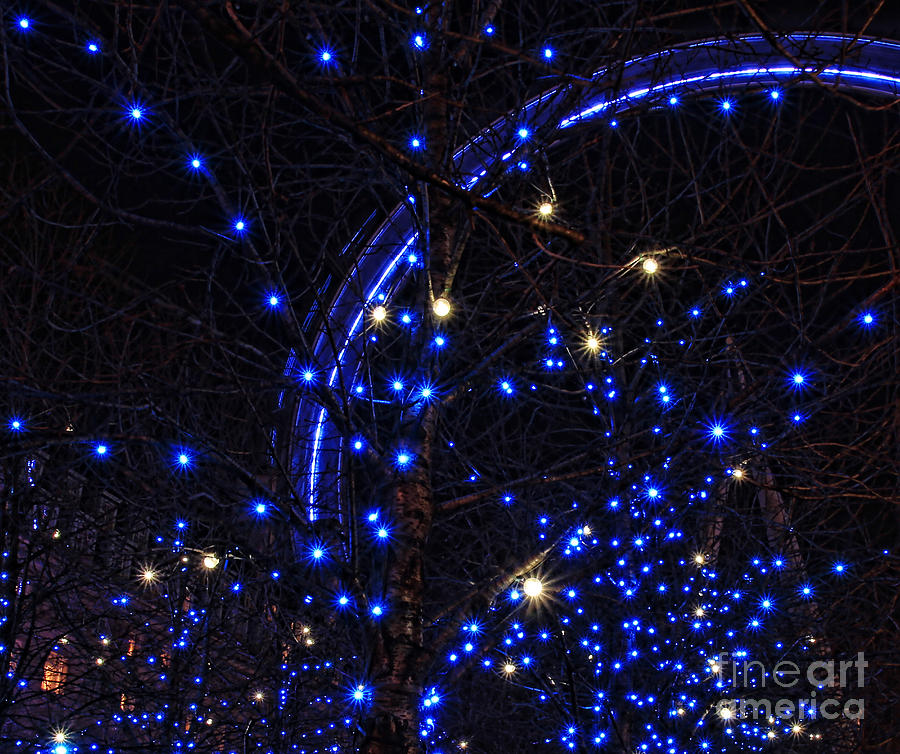 London Photograph - Blue lights of London Eye by Jasna Buncic