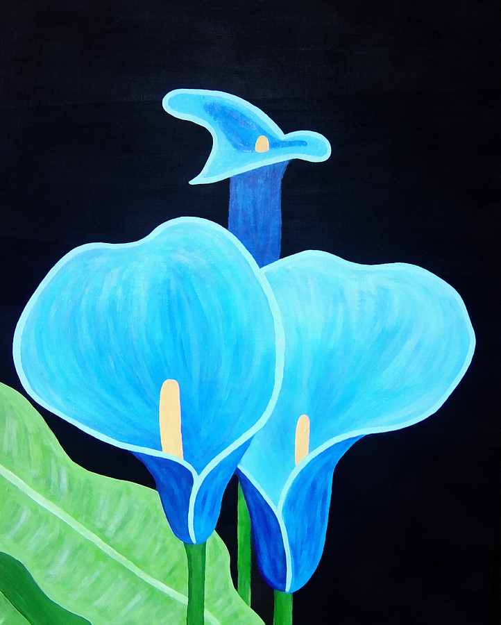 Blue Lilies Painting by Angelina Tamez