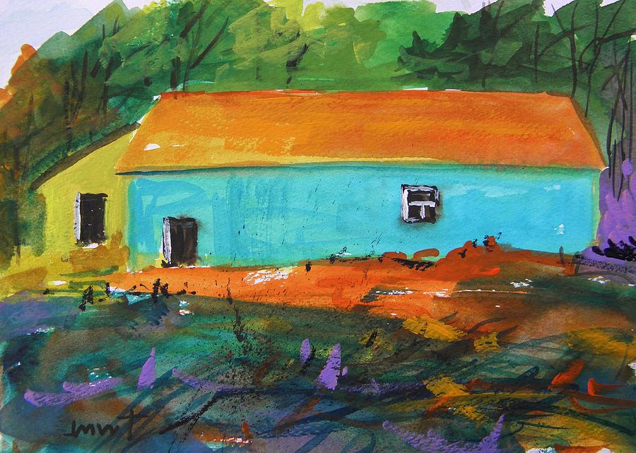 Blue Long Barn Painting by John Williams