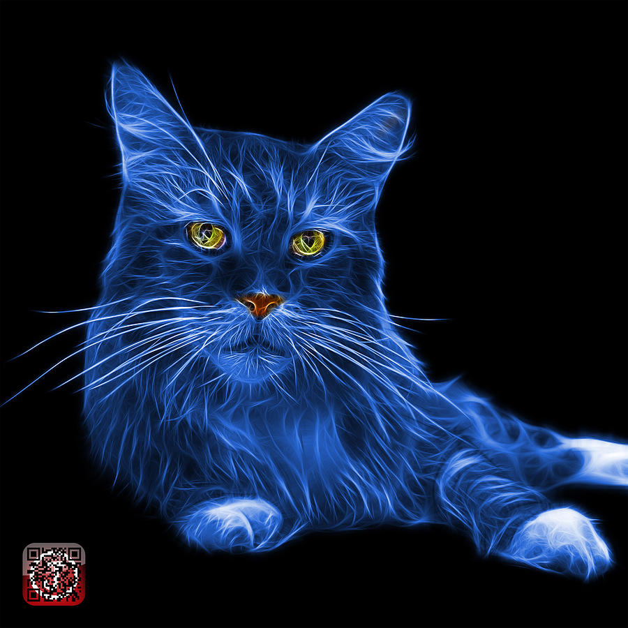 Blue Maine Coon Cat - 3926 - BB Painting by James Ahn