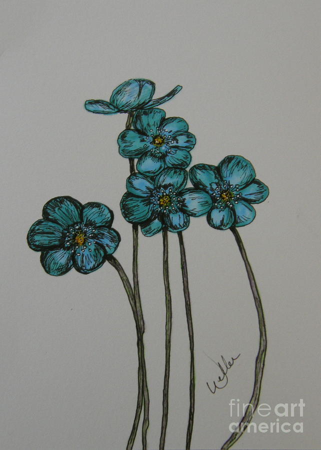 Flower Painting - Blue by Marcia Weller-Wenbert