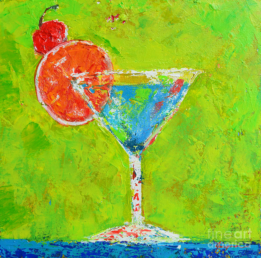 Blue Martini - Cherry me up - Modern Art Painting by Patricia Awapara