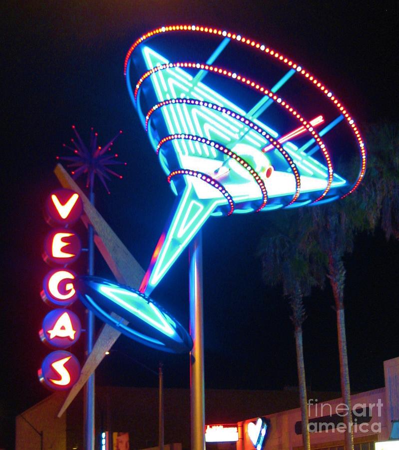 Las Vegas Photograph - Blue Martini Glass Las Vegas by John Malone
