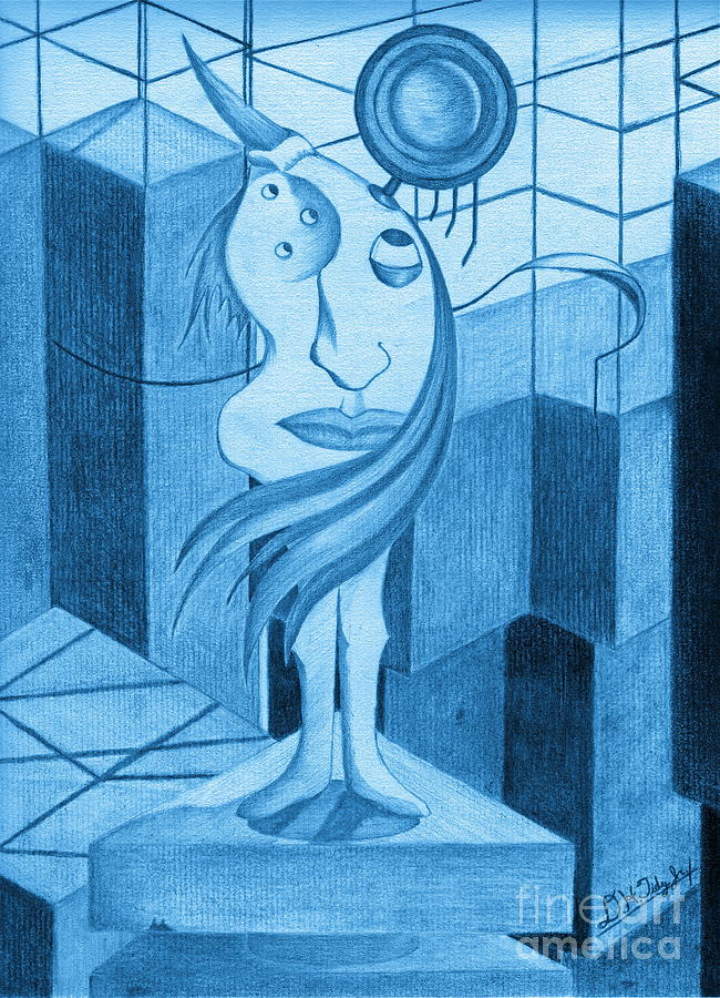 Abstract Drawing - Blue Matilda  by David Tidy Jr