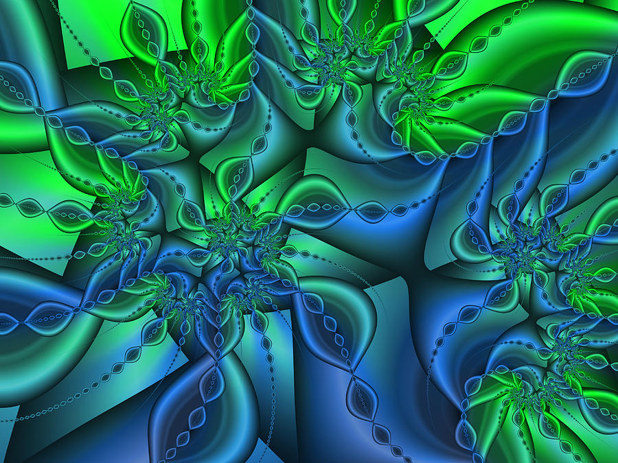 Blue meets Green Fractal Digital Art by Gabiw Art