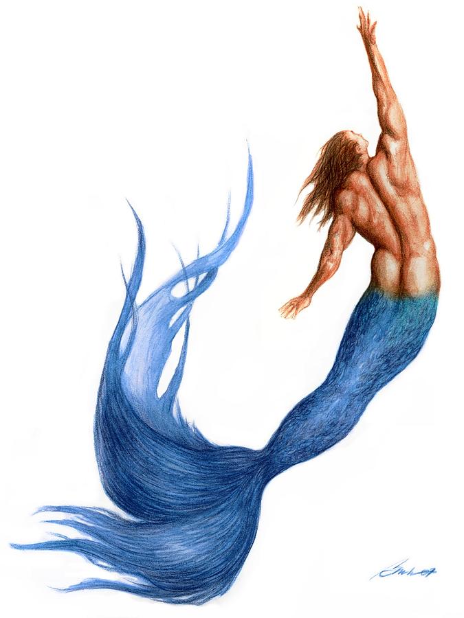 Blue Merman Painting by Bruce Lennon Pixels