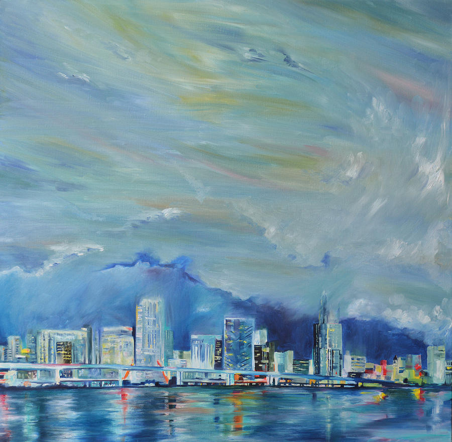 Blue Miami Painting by Ksenia VanderHoff