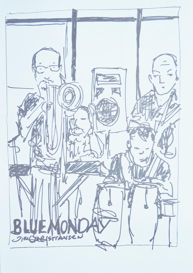 Blue Monday Jam and Jamie Dubberly Drawing by James Christiansen