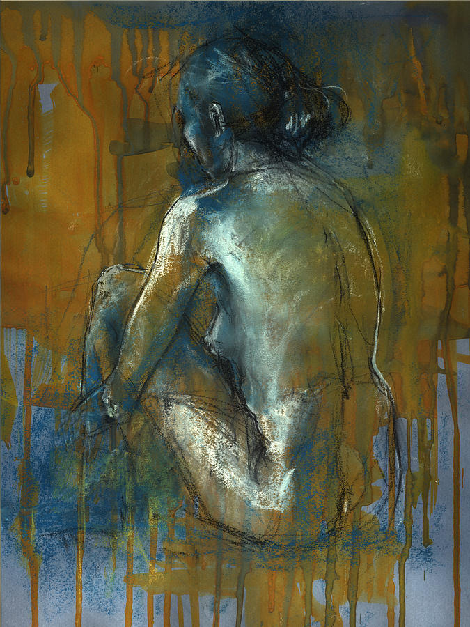 Nude Mixed Media - Blue Mood by Lucy Morar