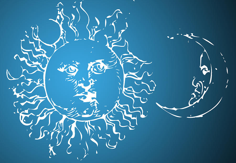 Albrecht Durer Drawing - Blue Moon and Sun by    
