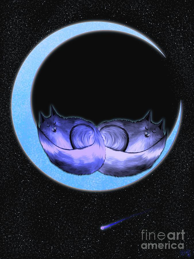 Blue Moon Cats Painting by Nick Gustafson