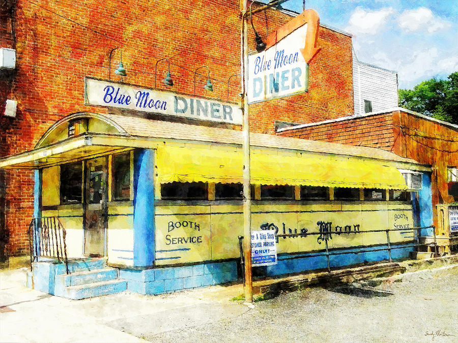 Vintage Painting - Blue Moon Diner by Sandy MacGowan