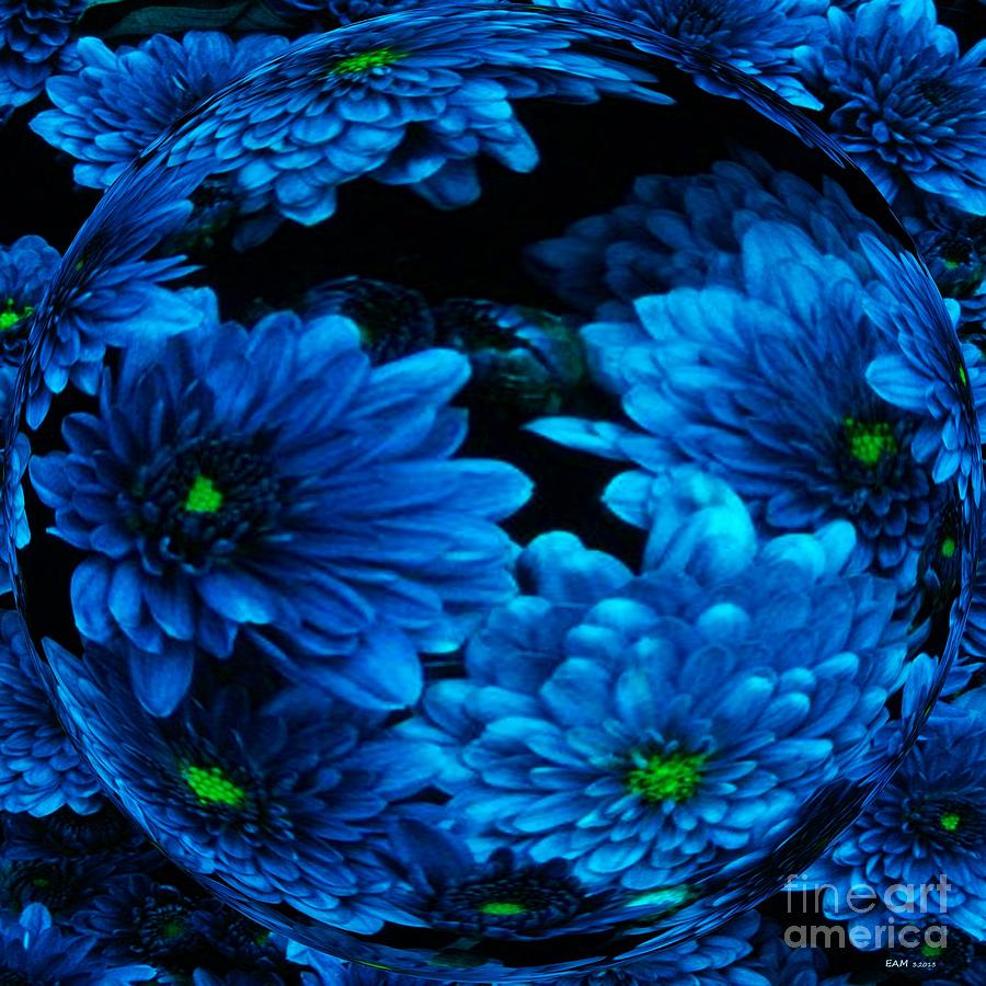 Blue Moon Flower Orb Digital Art by Elizabeth McTaggart
