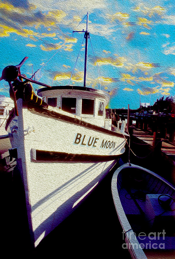 Boat Mixed Media - Blue Moon  by Jon Neidert