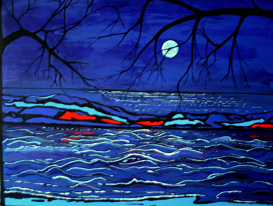 Surrealism Painting - Blue Moon by Kathy Peltomaa Lewis
