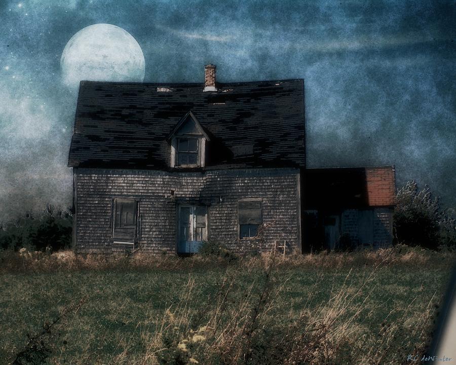 Vintage Painting - Blue Moon Rising by RC DeWinter