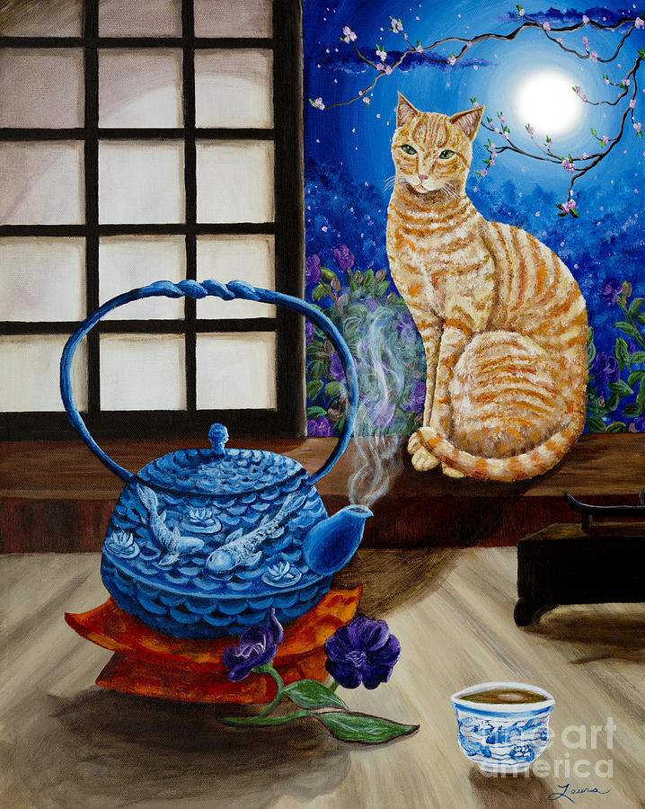 Blue Moon Tea Painting by Laura Iverson