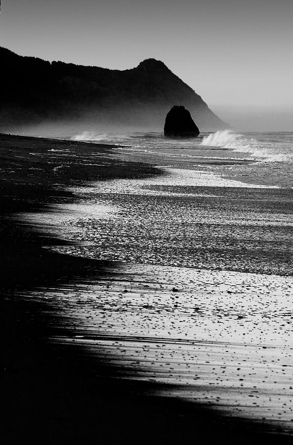 Blue Morning At the Beach in Black and White Photograph by Robert Woodward