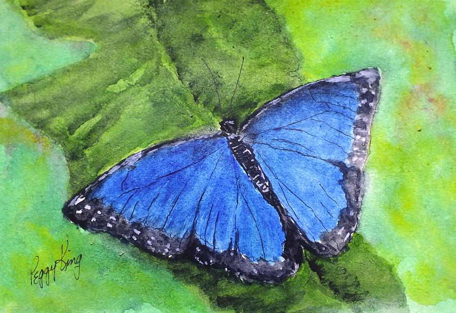 Blue Morpho Painting by Peggy King