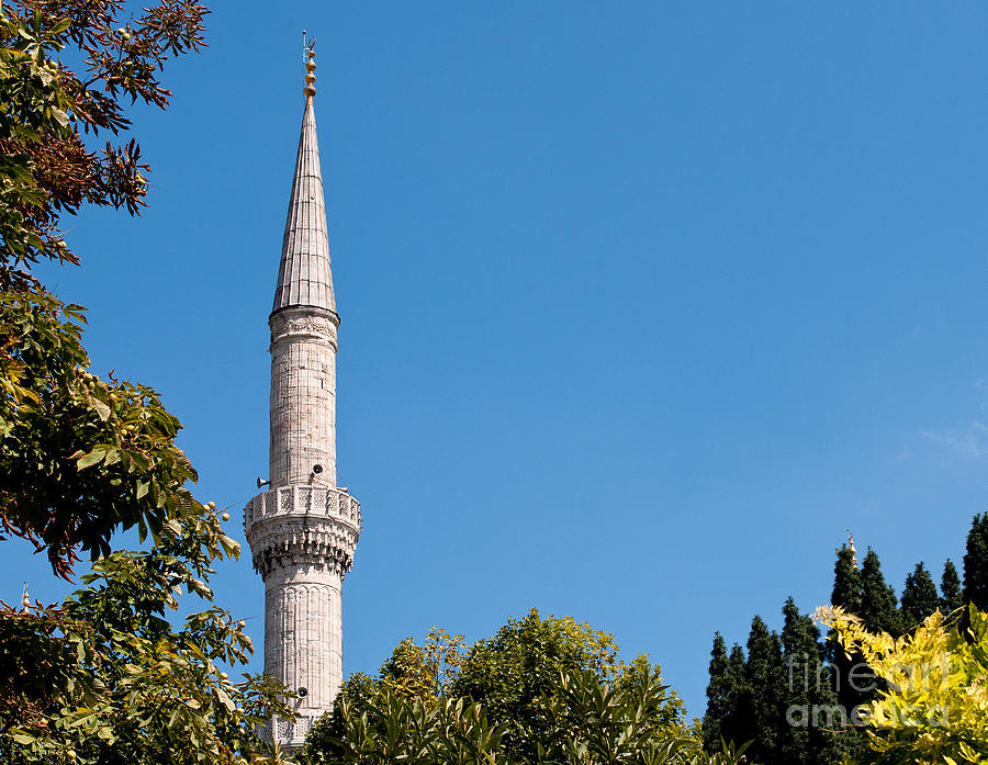 Blue Mosque Minaret 01 Photograph by Rick Piper Photography