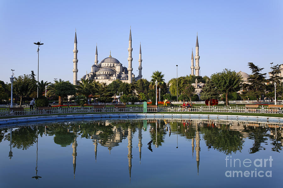 Blue Mosque Reflection Photograph by Robert Preston