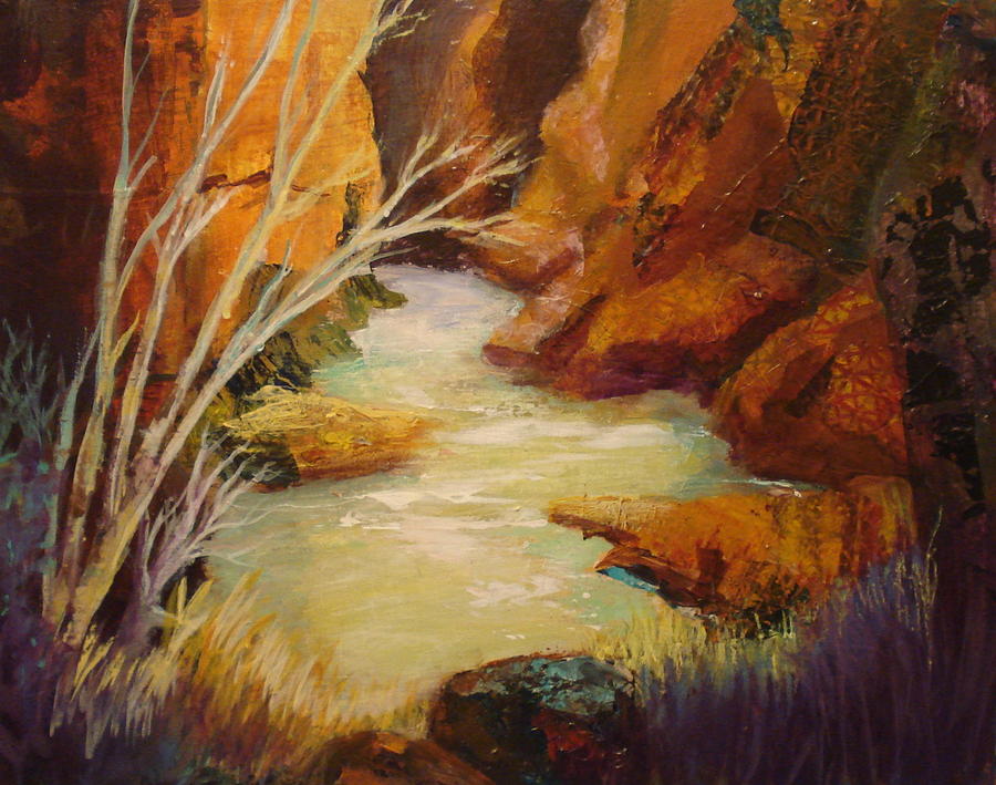 Blue Mountain Canyon Mixed Media by Buff Holtman