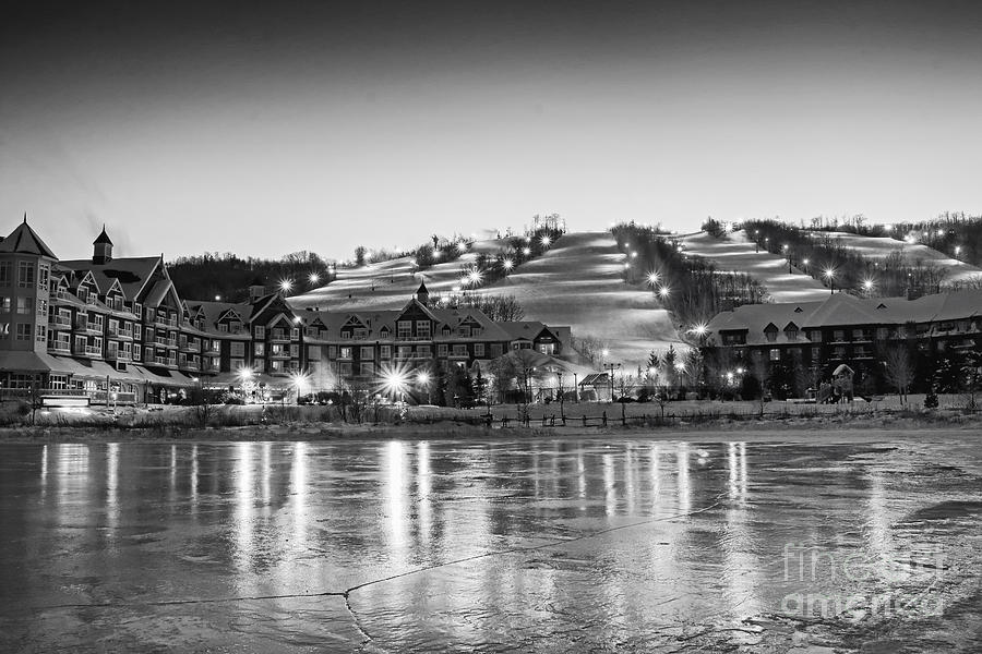 Black And White Photograph - Blue Mountain Ski Resorts by Charline Xia
