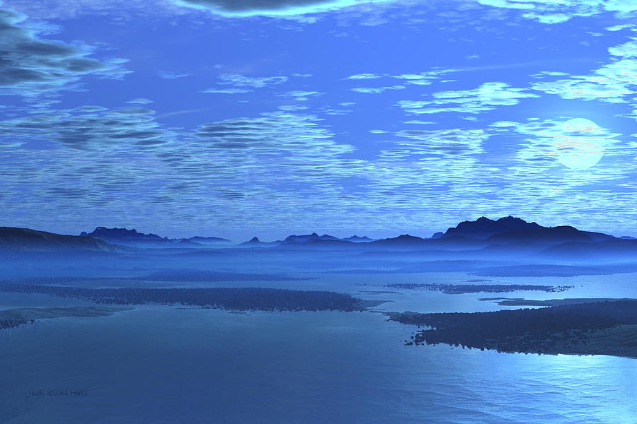 Blue Mountains Blue Lake Digital Art by Judi Suni Hall