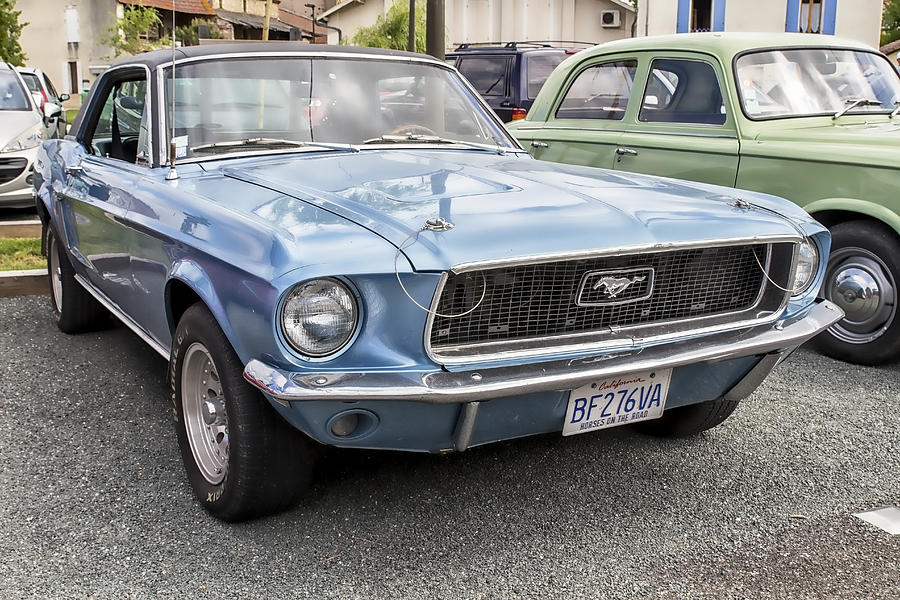 Transportation Photograph - Blue Mustang by Georgia Clare
