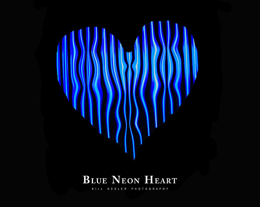Blue Neon Heart Photograph by Bill Kesler