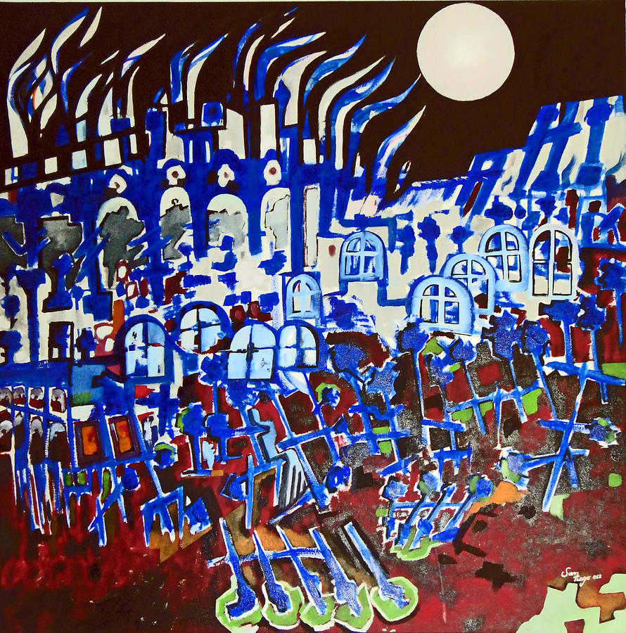 Blue Night Painting by Adalardo Nunciato  Santiago