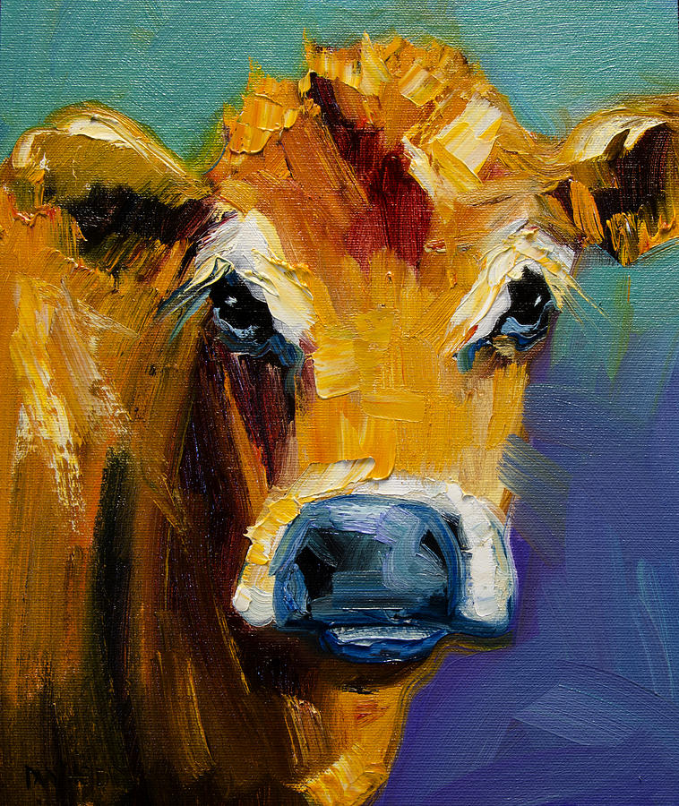 Blue Nose Cow Painting by Diane Whitehead