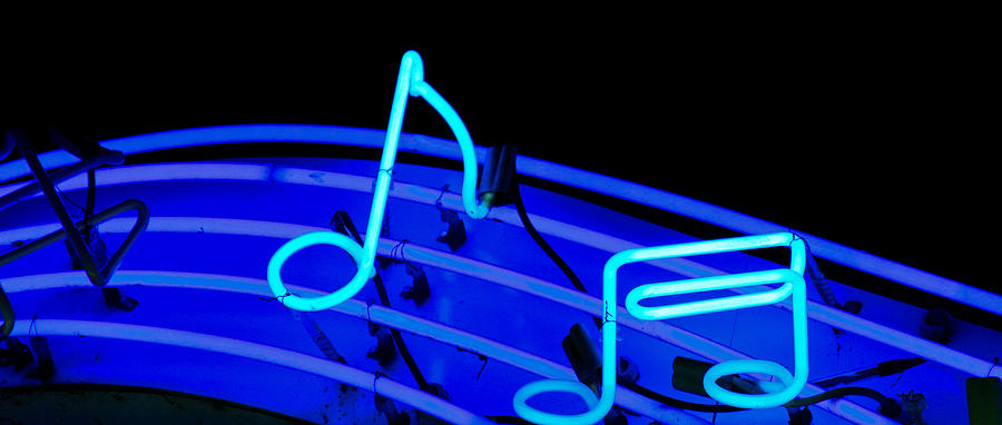 Blue Notes in Neon Photograph by Tony Grider