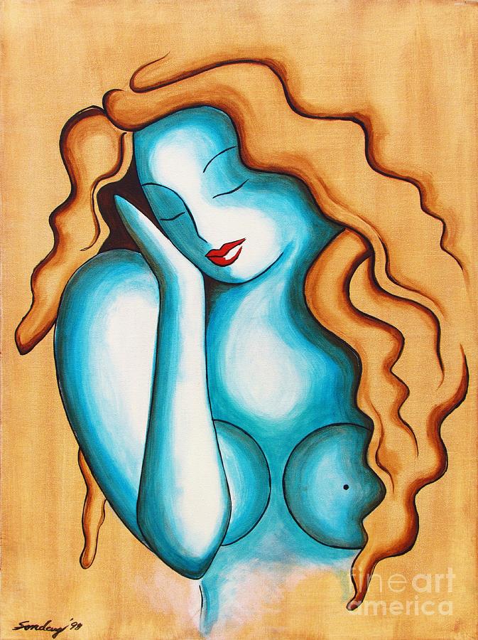 Blue Nude Painting by Joseph Sonday