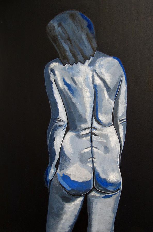 Blue Nude self portrait Painting by Sandra Marie Adams