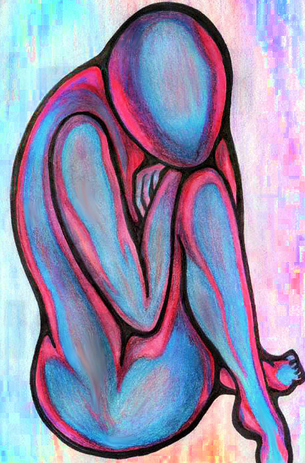 Blue Nude Mixed Media - Blue Nude   without name by Tiffany Selig