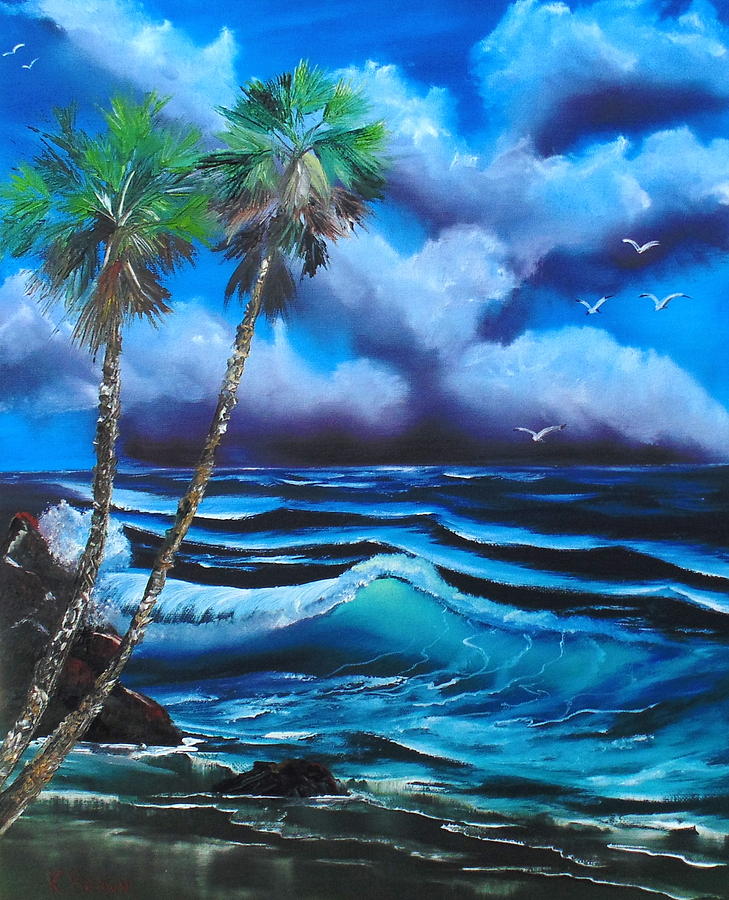 Blue Ocean Wave Painting by Kevin  Brown