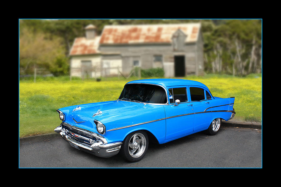 Vintage Photograph - Blue On Blue 57 Chevy by Keith Hawley